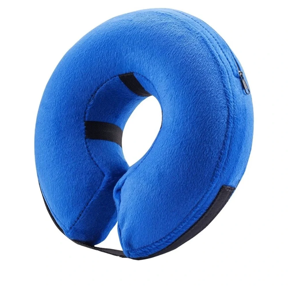 Protective Inflatable Collar for Dogs and Cats Soft Pet Recovery (Medium, Blue)